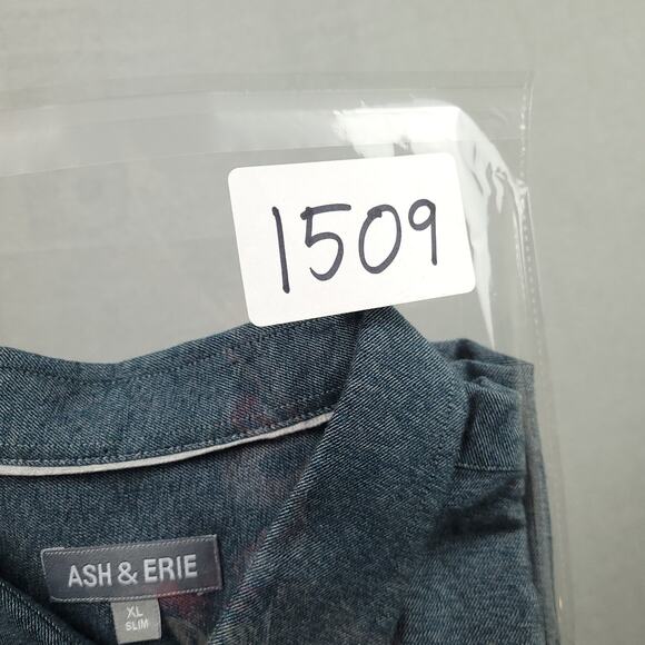 Ash & Erie Men’s Long Sleeve Button-Down Shirt XL Slim Blue Heather Preppy - Picture 9 of 9